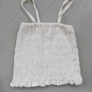 XS White ruffled crop top